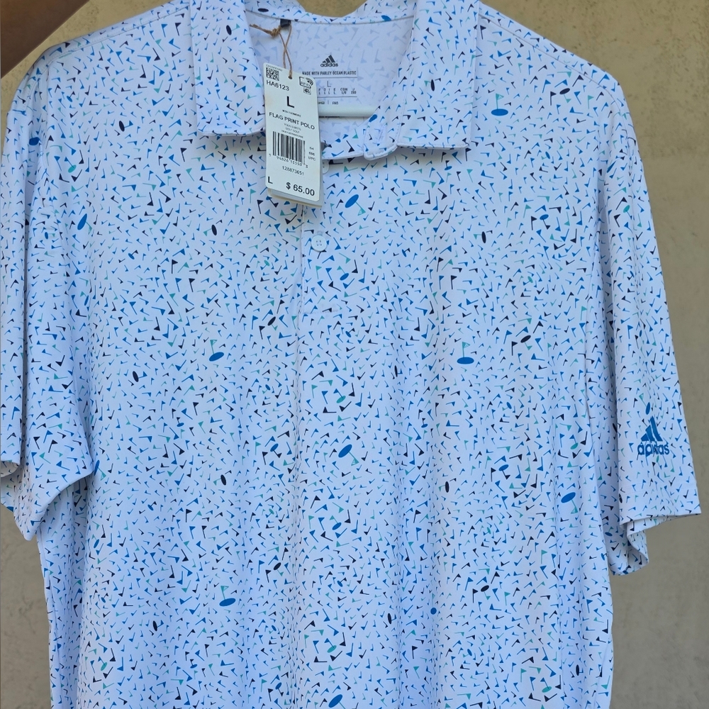 Adidas Blue Flag Print Polo Shirt